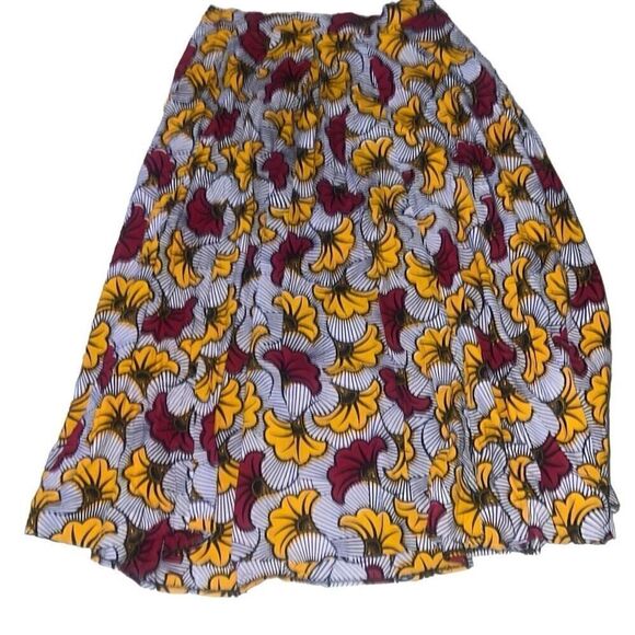 Francis + Benedict A-Line African Print Floral Maxi Skirt Pleated Sz L Large - Picture 3 of 8